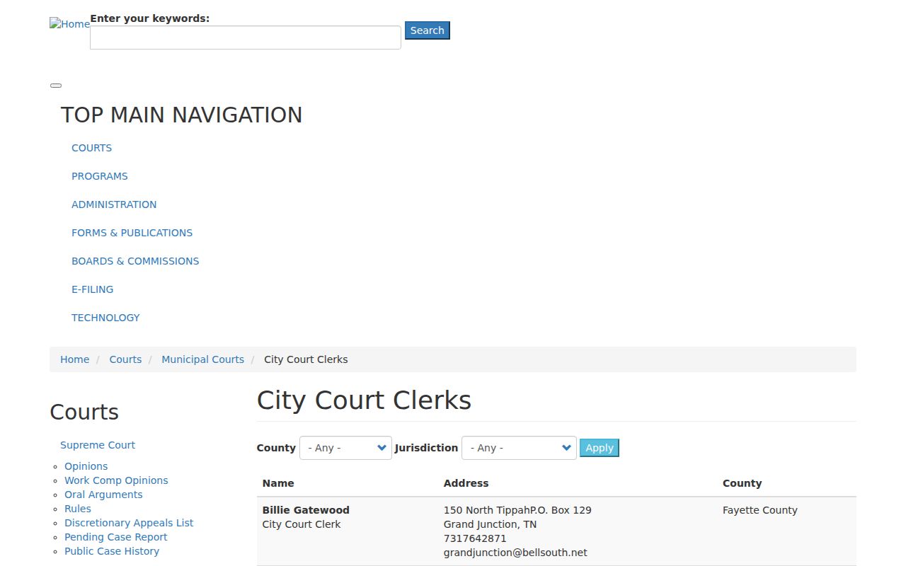 Lake County traffic tickets Tiptonville clerk directory